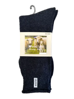 1 Pair Premium Mens Wool Heavy Duty Thick Work Socks Cushion Woolen - Navy