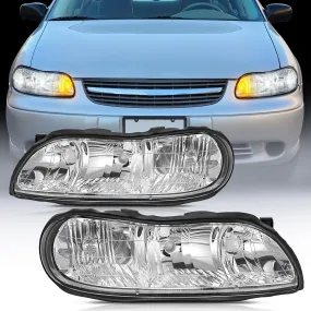 1997-2003 Chevy Malibu 2004-2005 Chevy Classic 1997-1999 Oldsmobile Cutlass Headlight Assembly Chrome Case Reflector Clear Lens