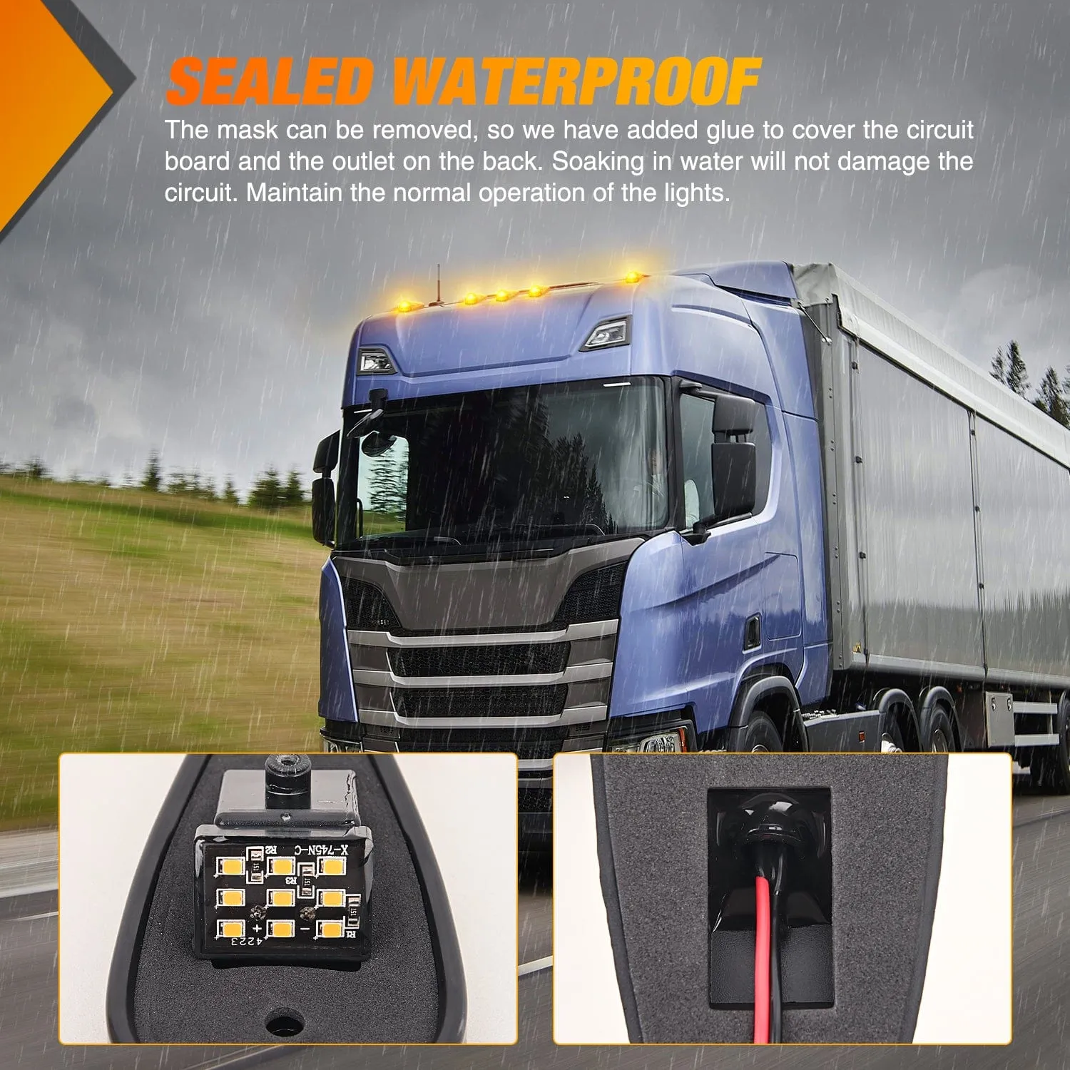 5PCS 9LED Amber Cab Roof Marker Light