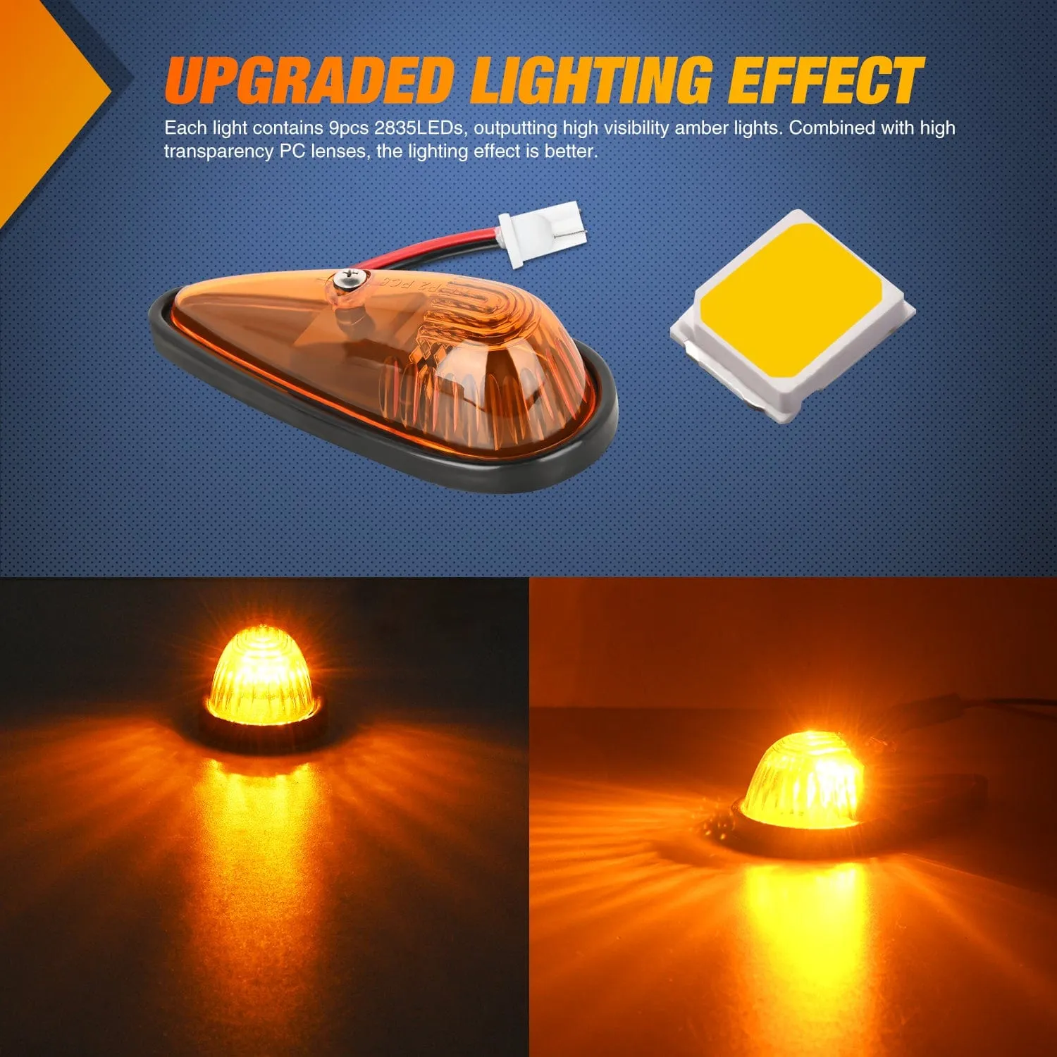 5PCS 9LED Amber Cab Roof Marker Light