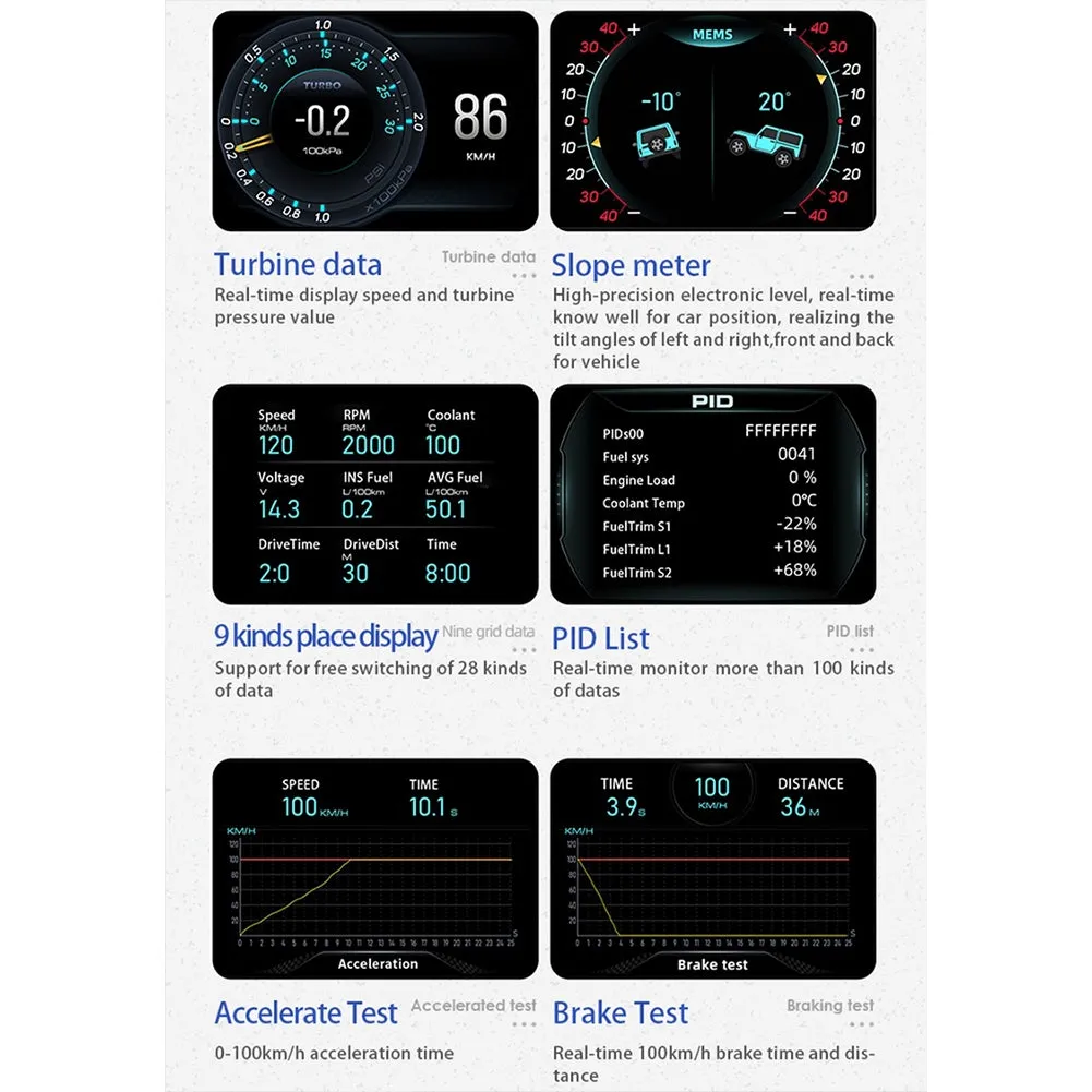 7pcs/set Ap-5 Hud Head-up  Display Multifunctional