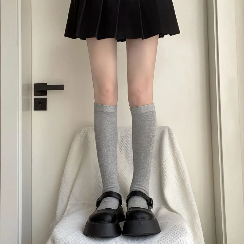 Japanese College Style Solid Color JK Calf Socks