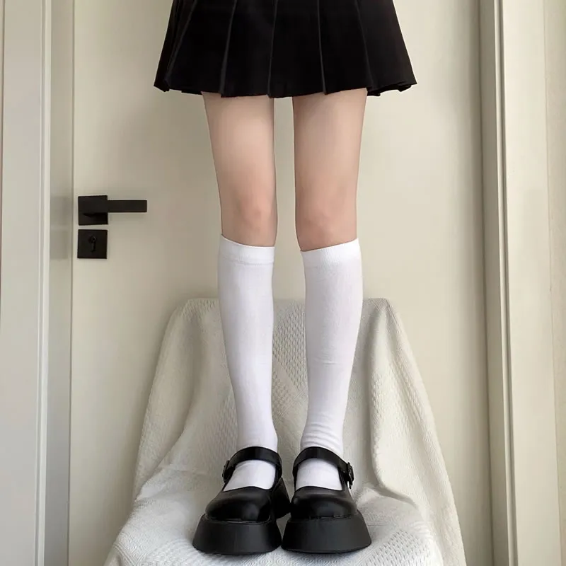 Japanese College Style Solid Color JK Calf Socks