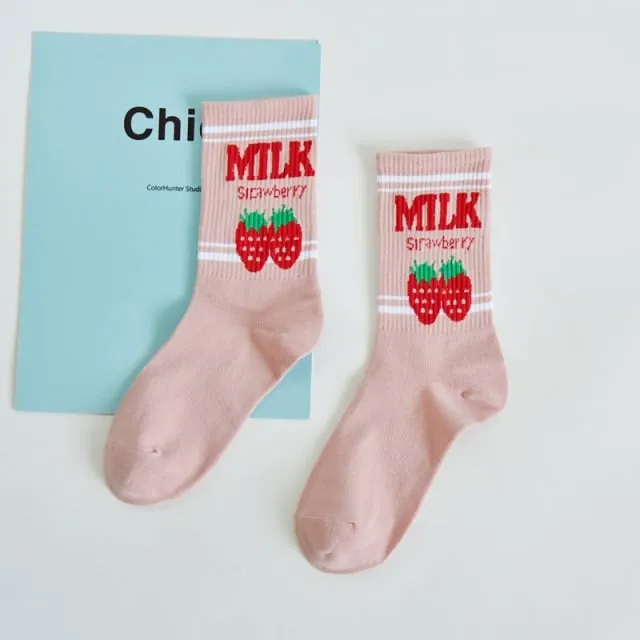 Kawaii Strawberry Milk Socks