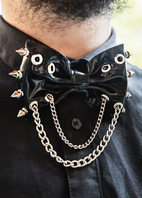 "Jack" Unisex Latex Bowtie with Spikes & Chains