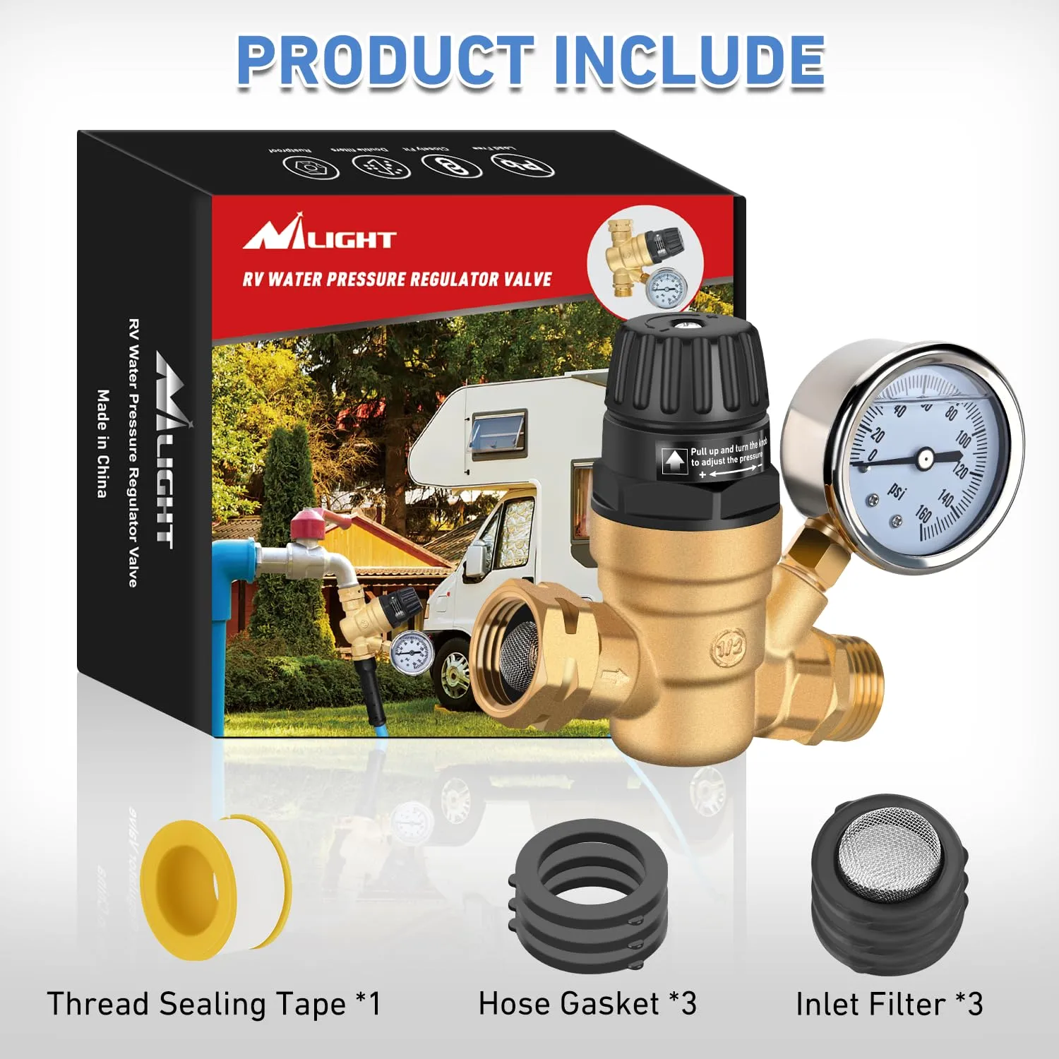 RV Water Pressure Regulator Handwheel Adjustment